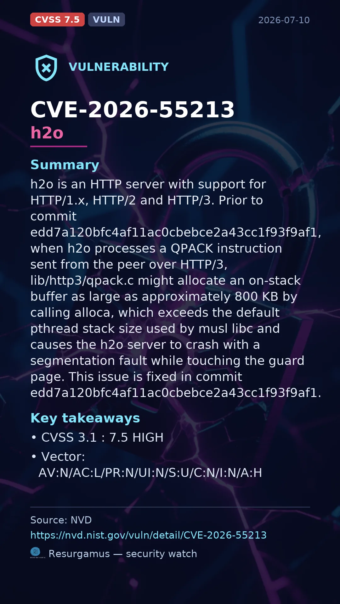 CVE-2026-55213 h2o Vulnerability