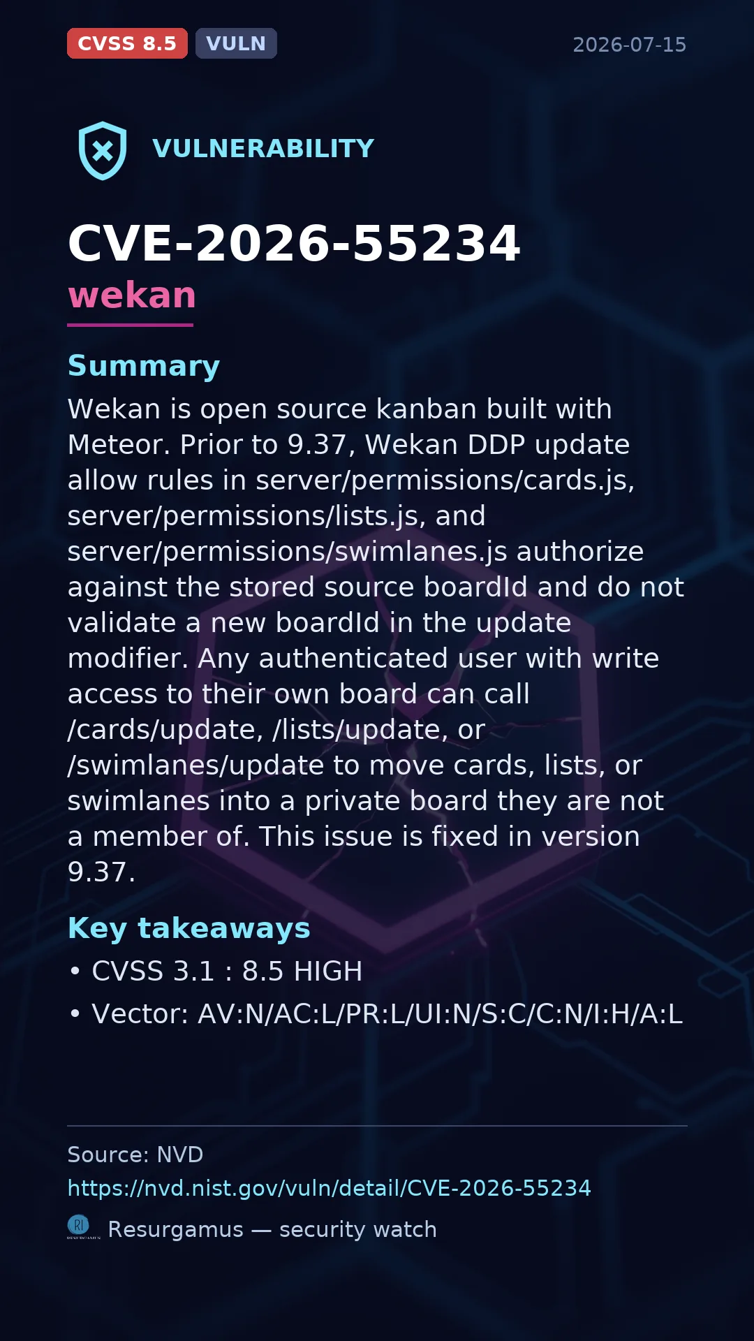 CVE-2026-55234 wekan Vulnerability