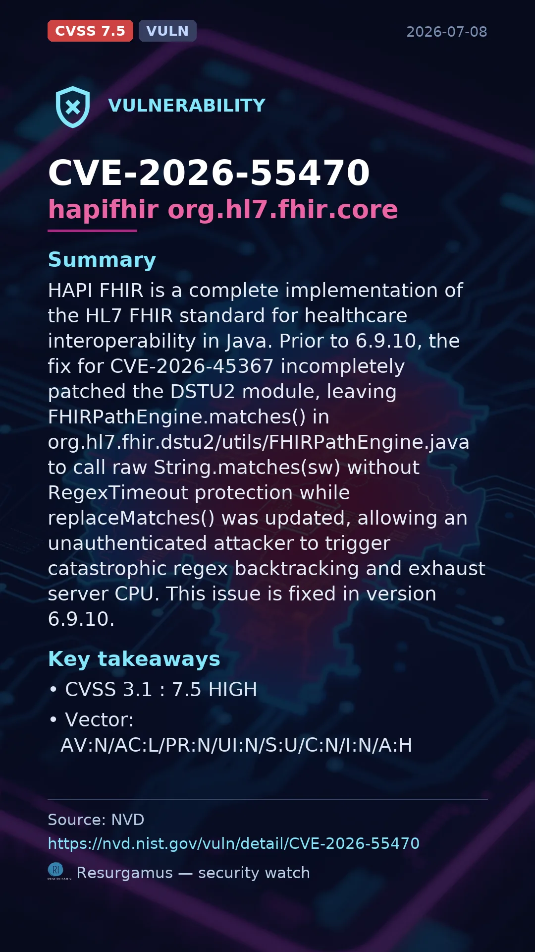 CVE-2026-55470 hapifhir org.hl7.fhir.core Vulnerability