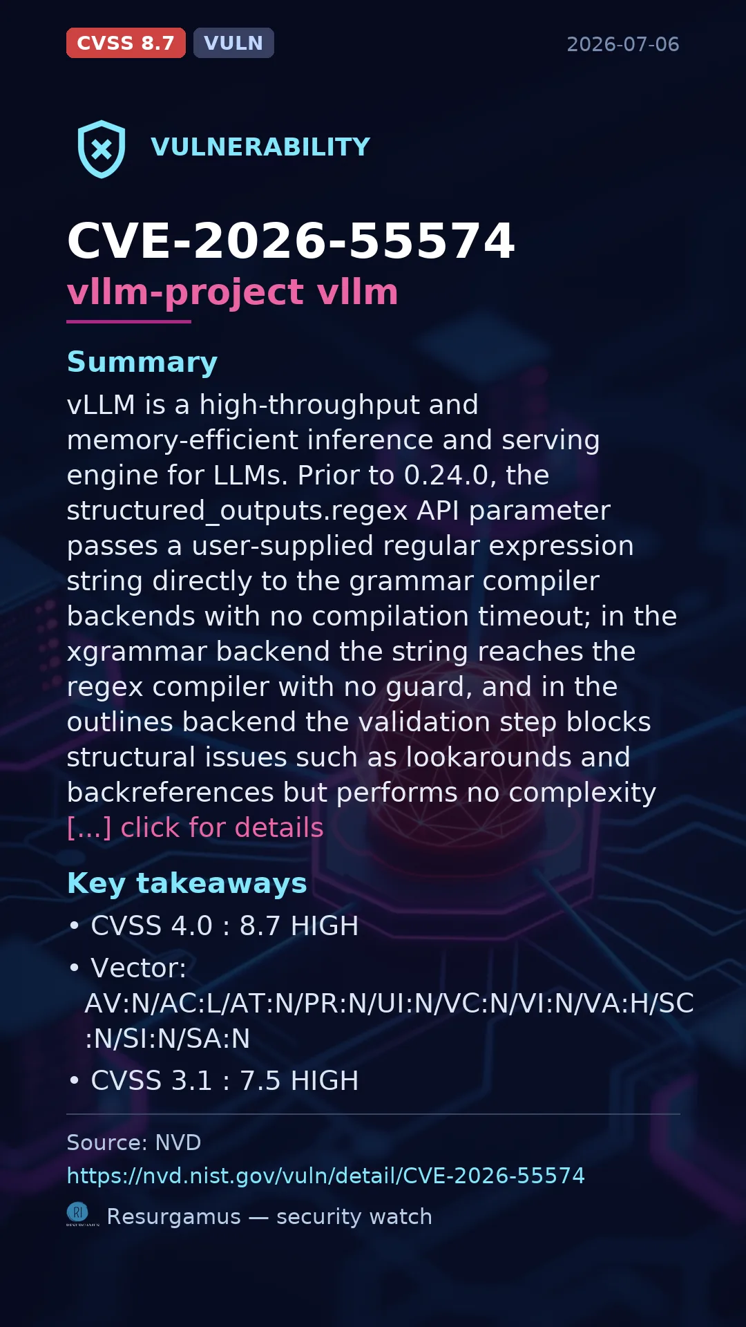 CVE-2026-55574 vllm-project vllm Vulnerability