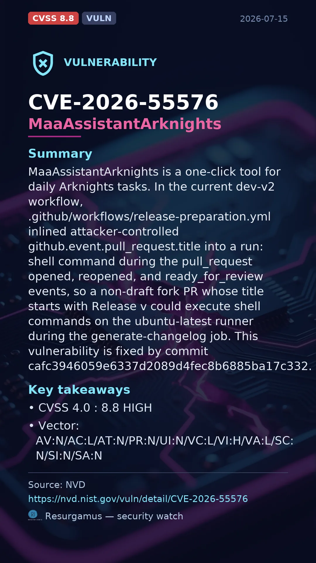 CVE-2026-55576 MaaAssistantArknights Vulnerability
