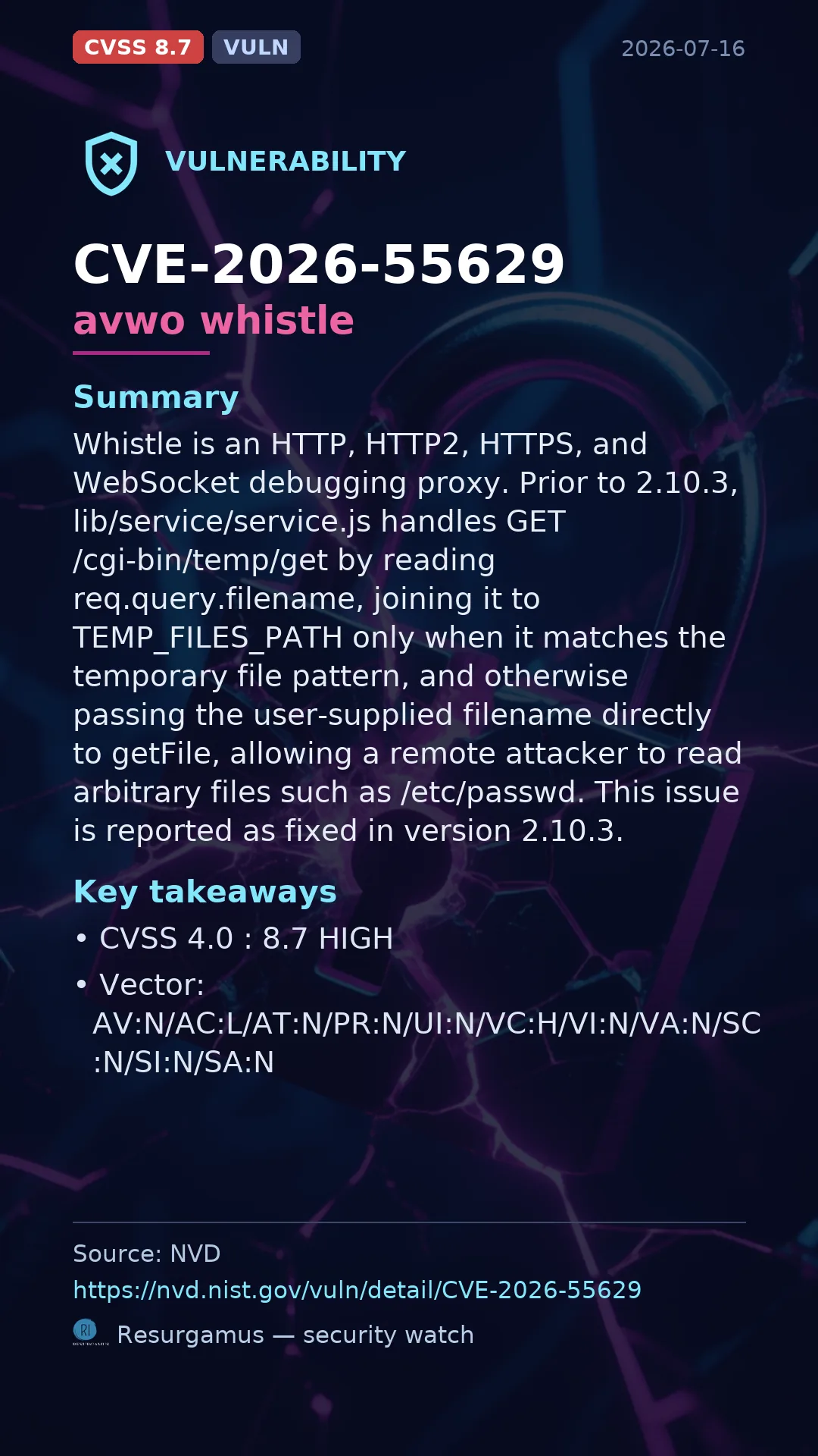 CVE-2026-55629 avwo whistle Vulnerability