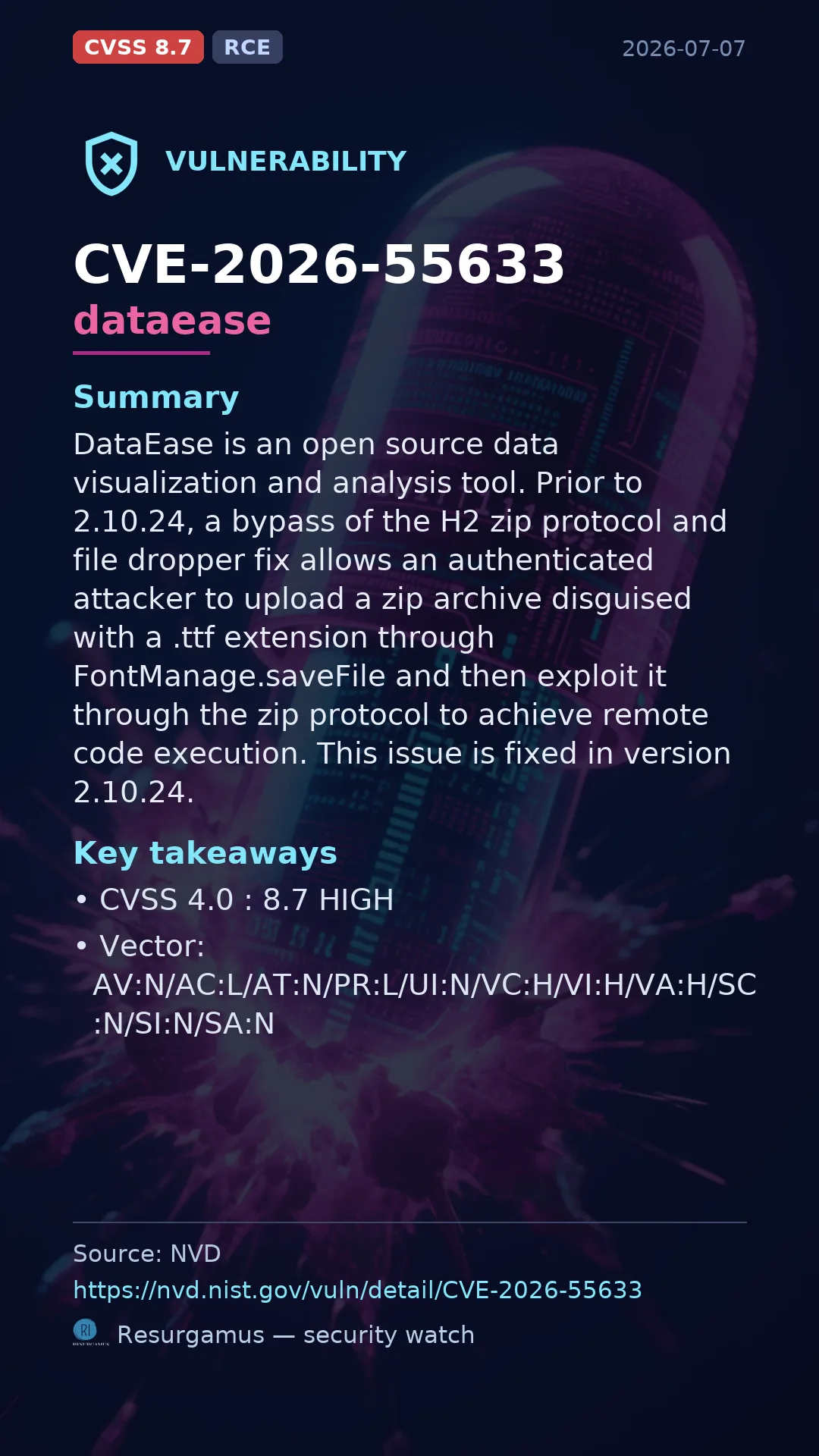 CVE-2026-55633 dataease Vulnerability