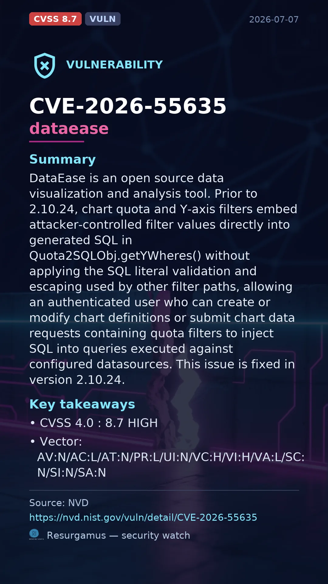 CVE-2026-55635 dataease Vulnerability