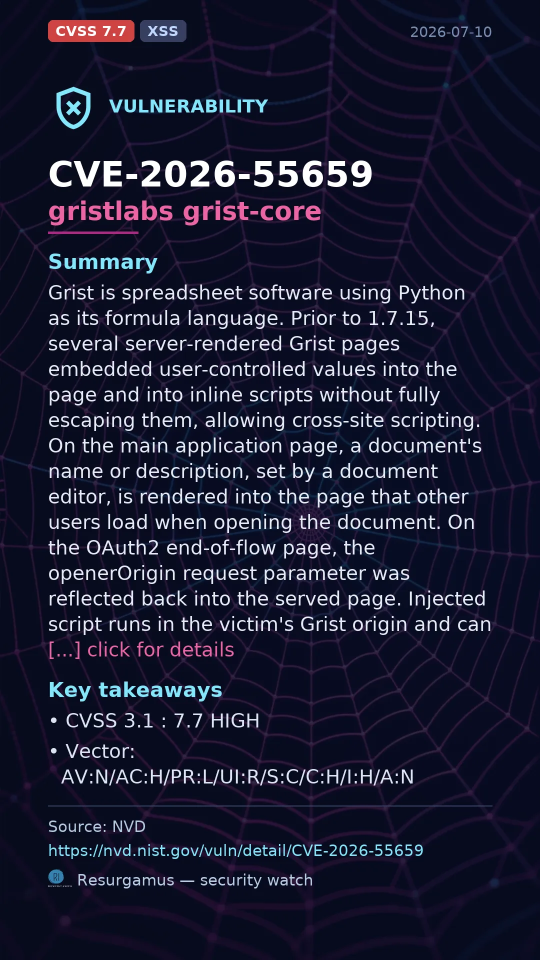 CVE-2026-55659 gristlabs grist-core Vulnerability