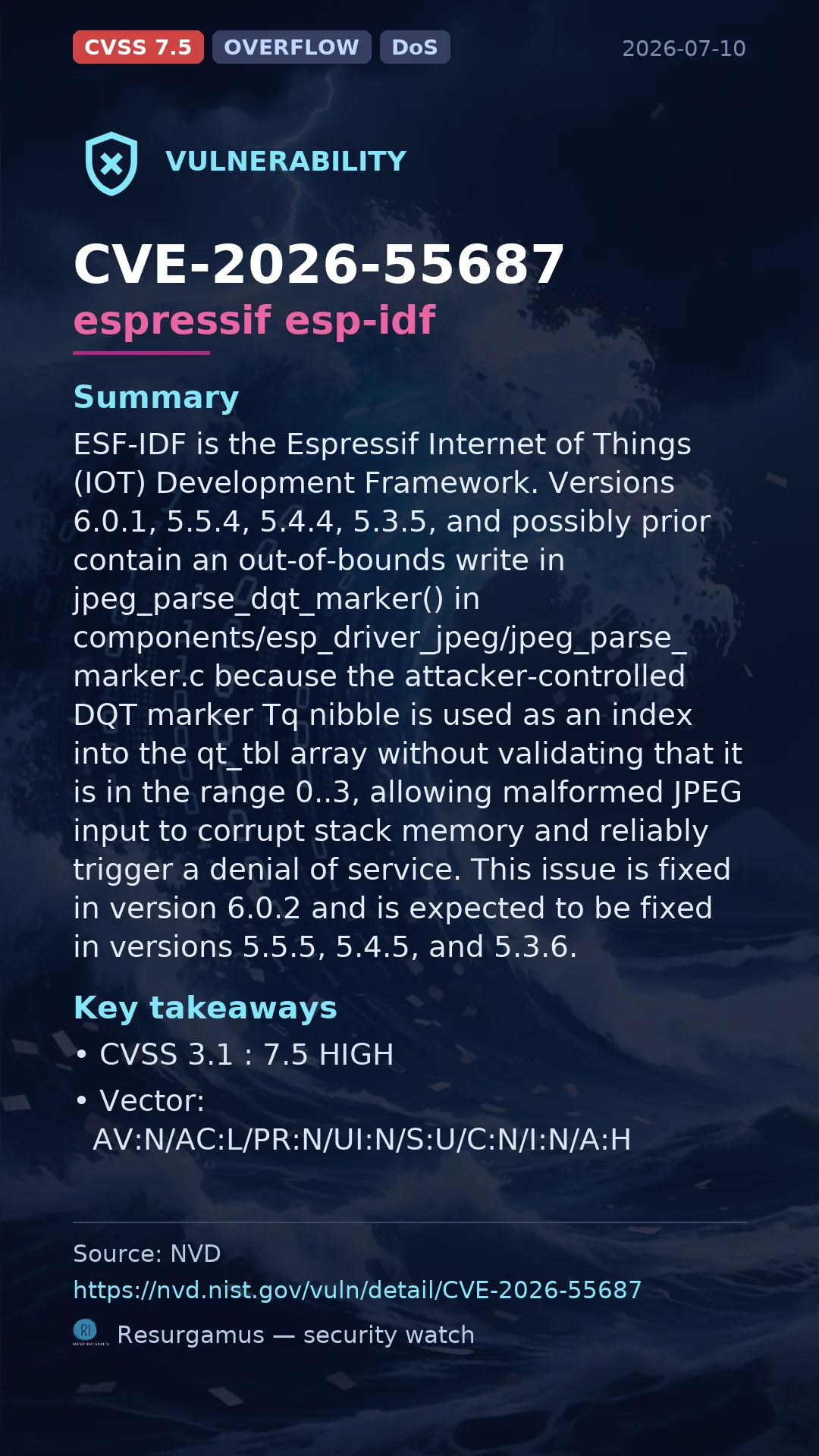 CVE-2026-55687 espressif esp-idf Vulnerability