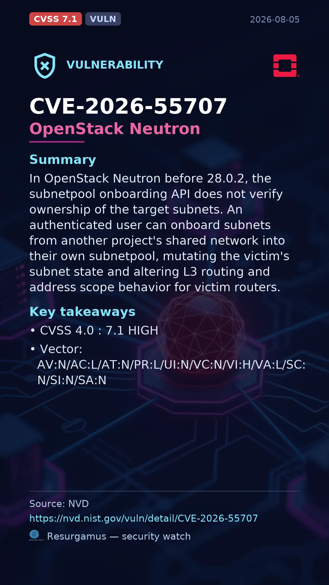 CVE-2026-55707 OpenStack Neutron Vulnerability