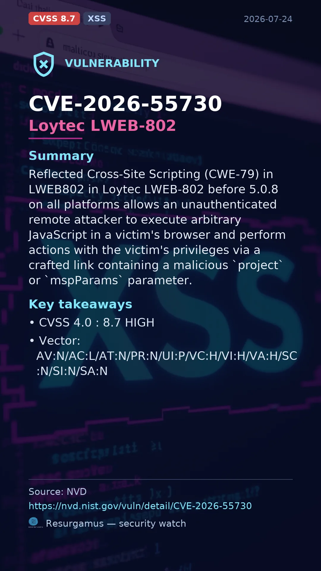 CVE-2026-55730 - Loytec LWEB-802 vulnerability