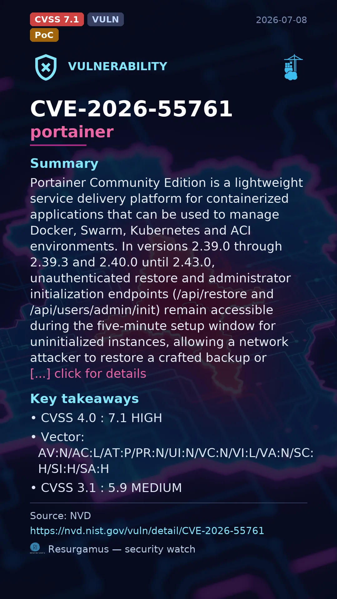 CVE-2026-55761 portainer Vulnerability