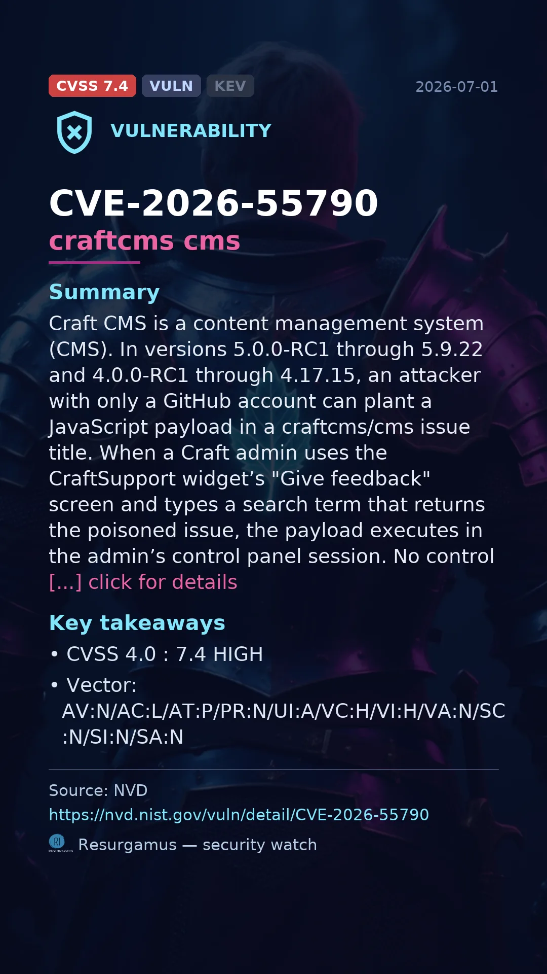 CVE-2026-55790 craftcms cms Vulnerability