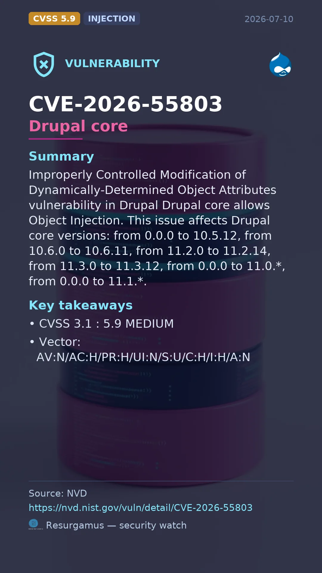 CVE-2026-55803 Drupal core Vulnerability
