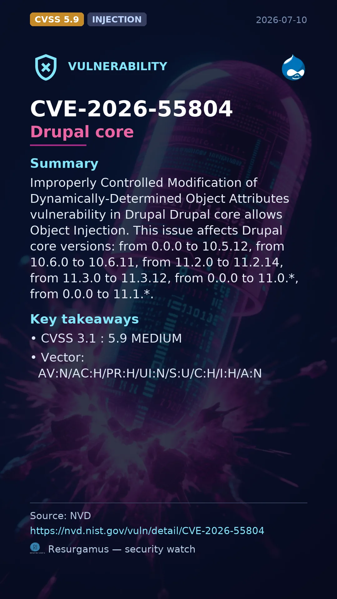 CVE-2026-55804 Drupal core Vulnerability