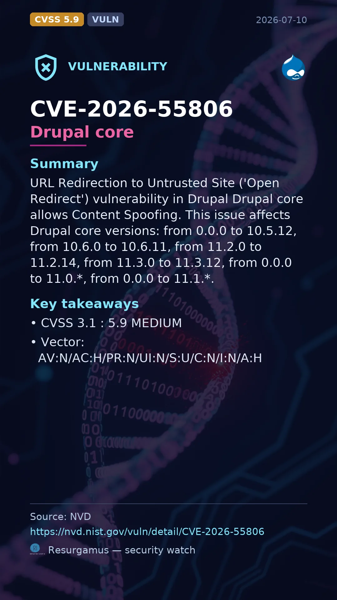 CVE-2026-55806 Drupal core Vulnerability