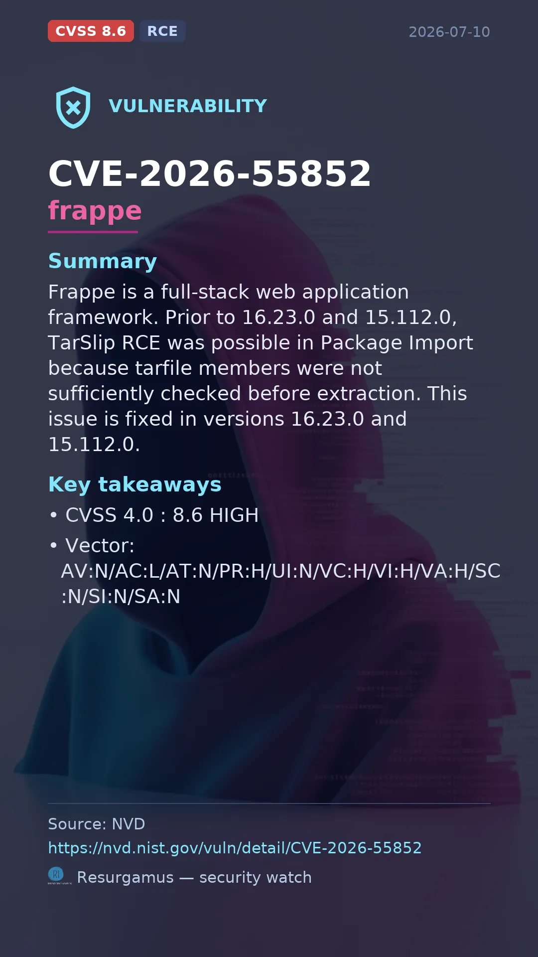 CVE-2026-55852 frappe Vulnerability