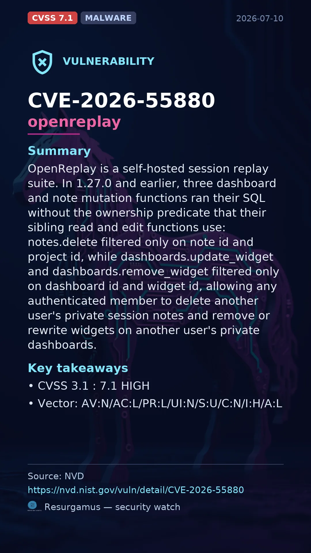 CVE-2026-55880 openreplay Vulnerability