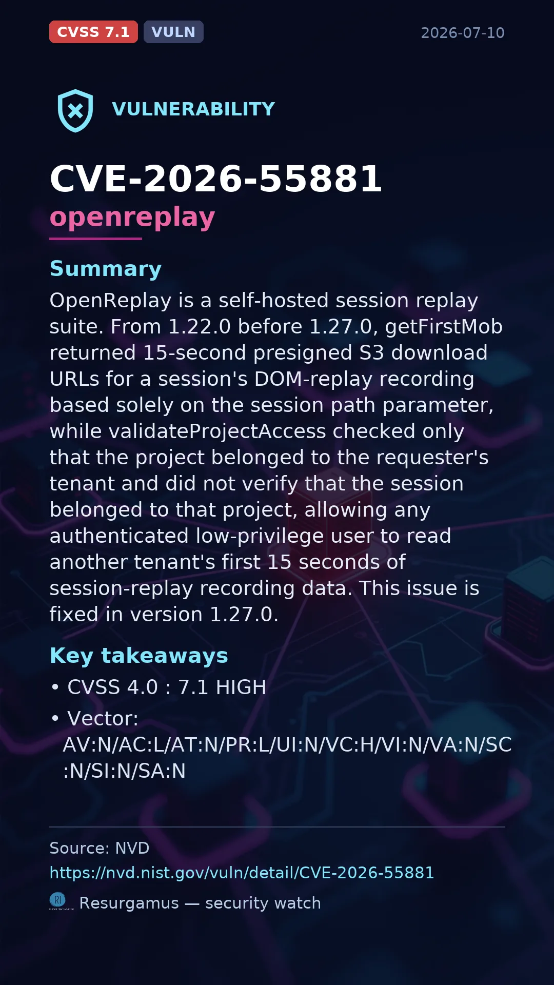 CVE-2026-55881 openreplay Vulnerability