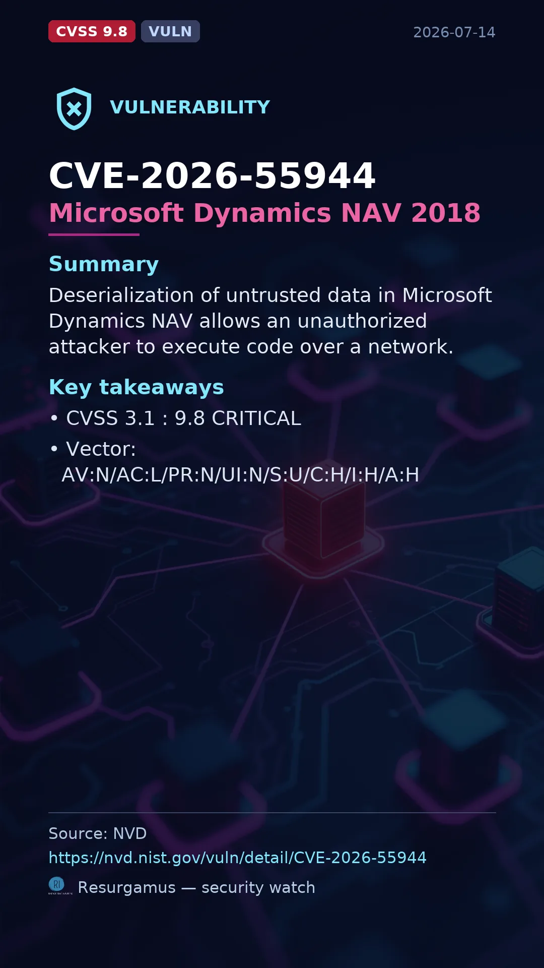 CVE-2026-55944 Microsoft Dynamics NAV 2018 Vulnerability