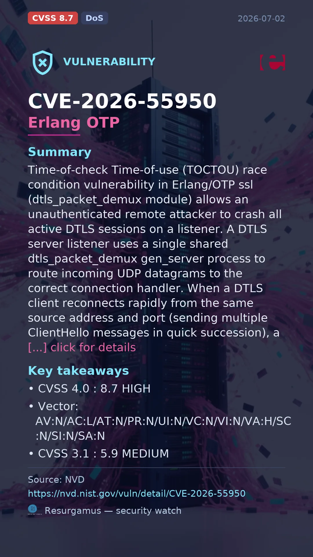 CVE-2026-55950 Erlang OTP Vulnerability
