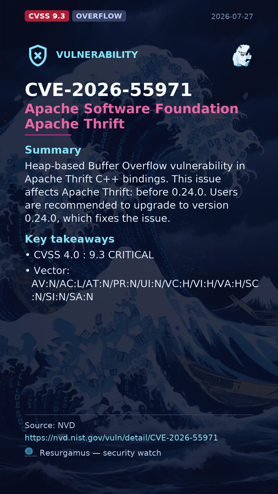 CVE-2026-55971 - Apache Software Foundation Apache Thrift vulnerability