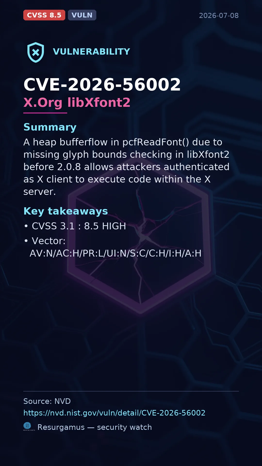 CVE-2026-56002 X.Org libXfont2 Vulnerability