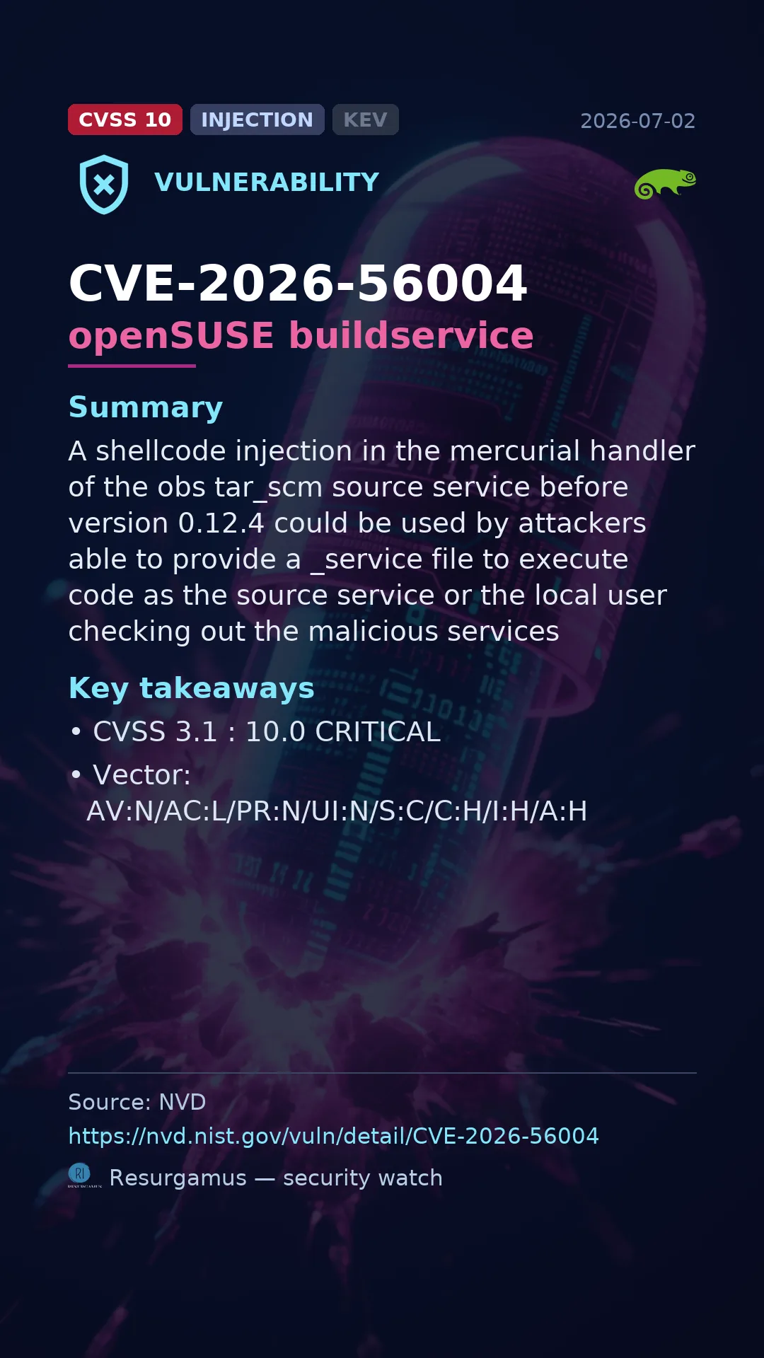 CVE-2026-56004 openSUSE buildservice Vulnerability