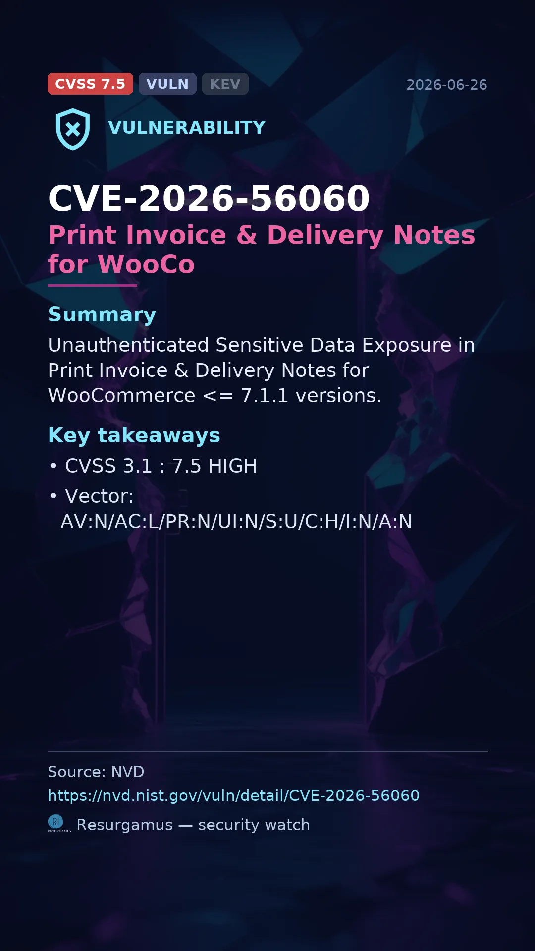 CVE-2026-56060 Print Invoice & Delivery Notes for WooCo Vulnerability