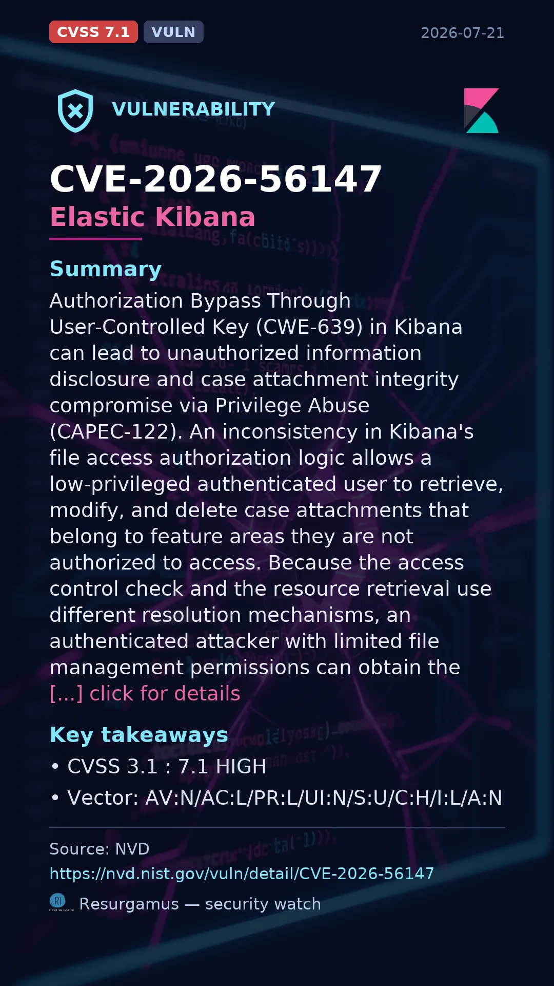 CVE-2026-56147 Elastic Kibana Vulnerability
