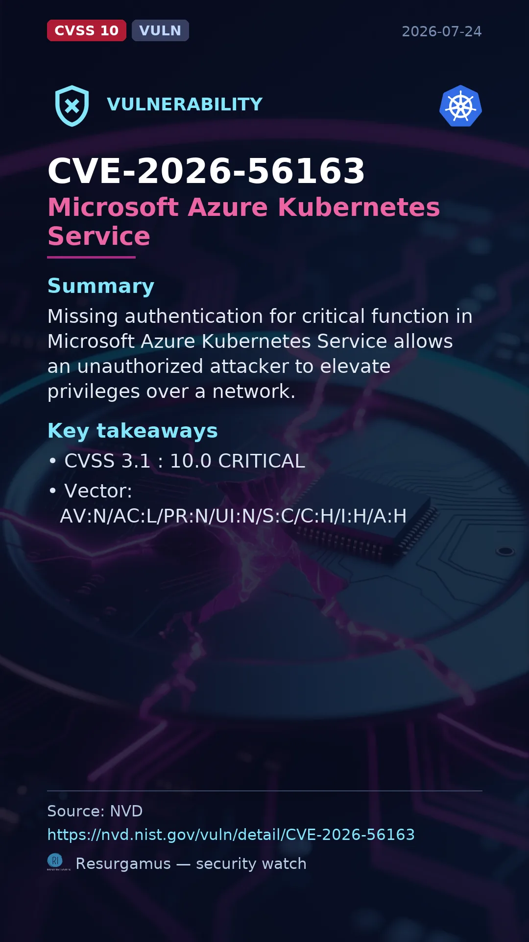 CVE-2026-56163 - Microsoft Azure Kubernetes Service vulnerability