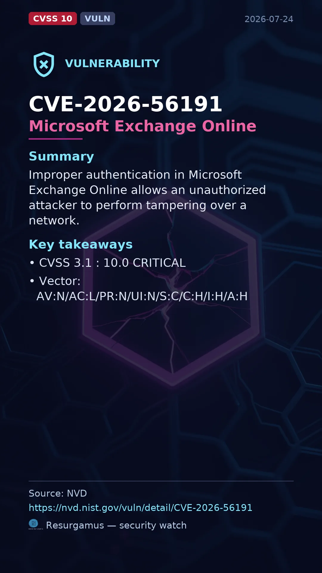 CVE-2026-56191 - Microsoft Exchange Online vulnerability