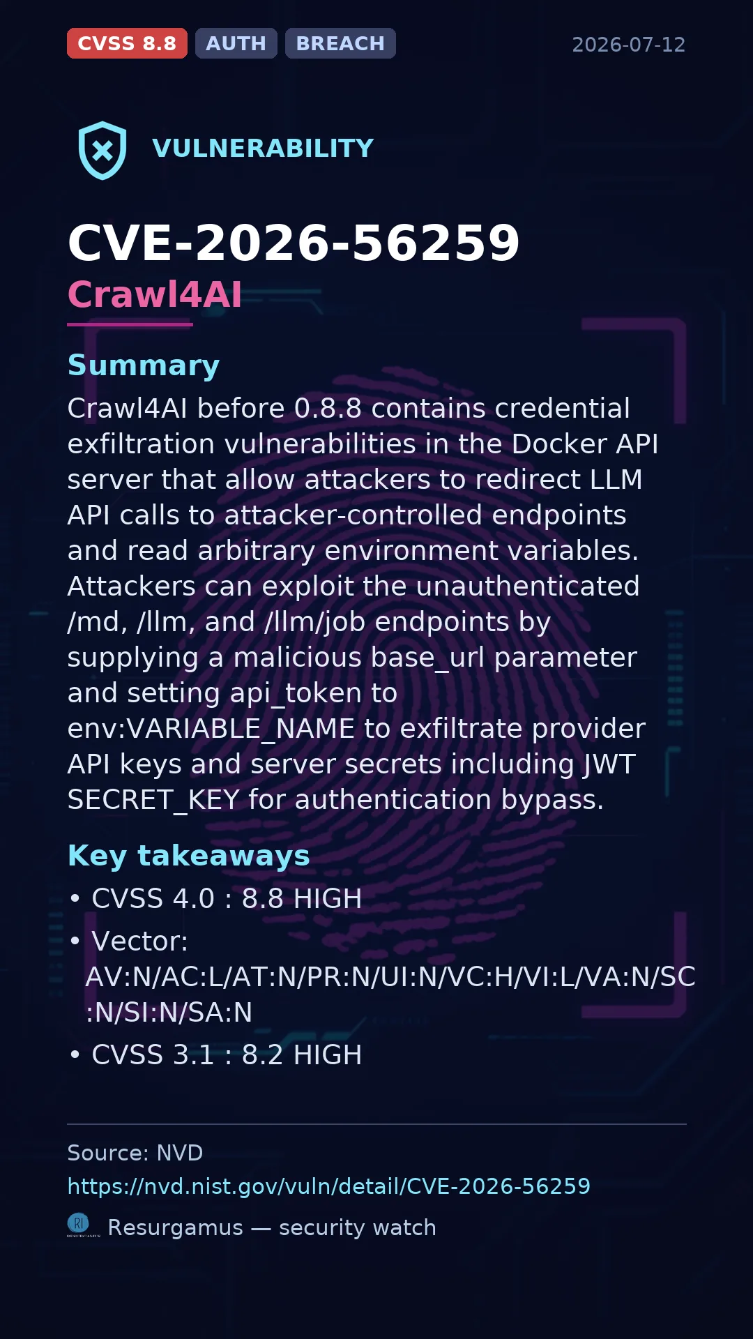 CVE-2026-56259 Crawl4AI Vulnerability