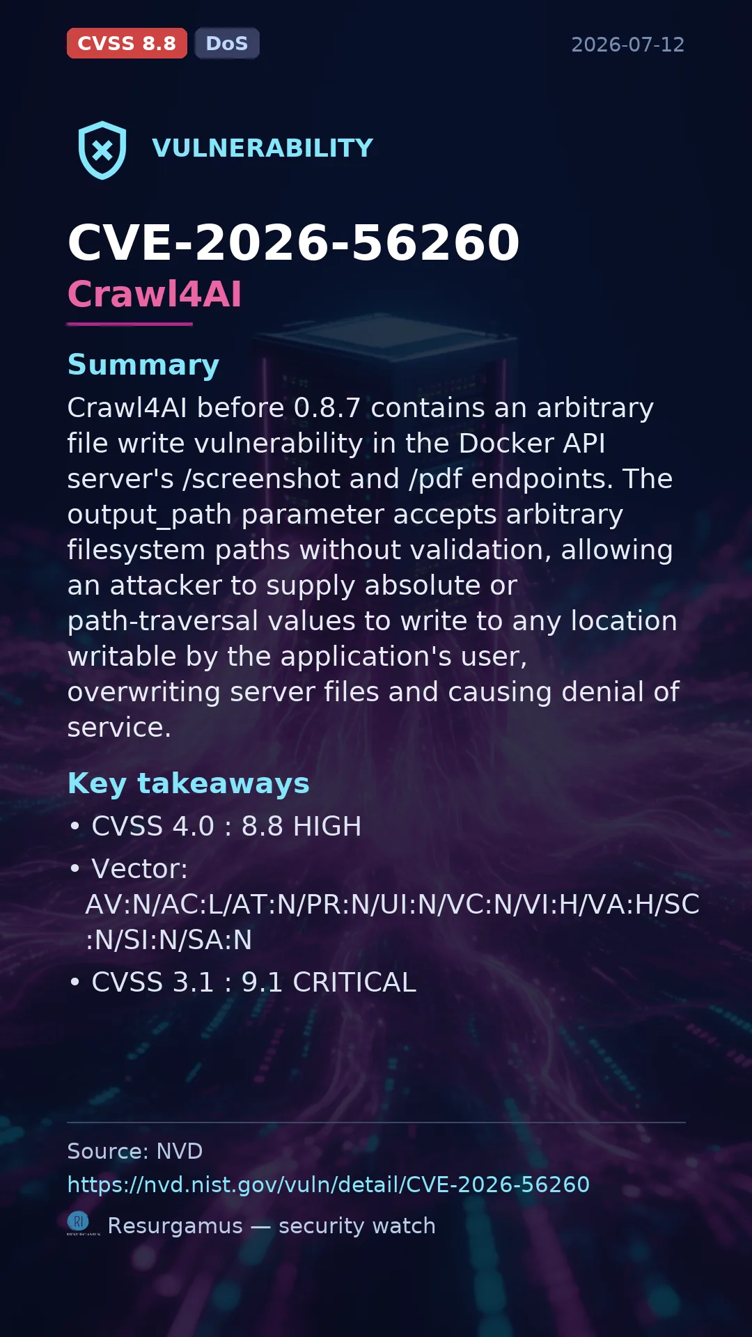 CVE-2026-56260 Crawl4AI Vulnerability