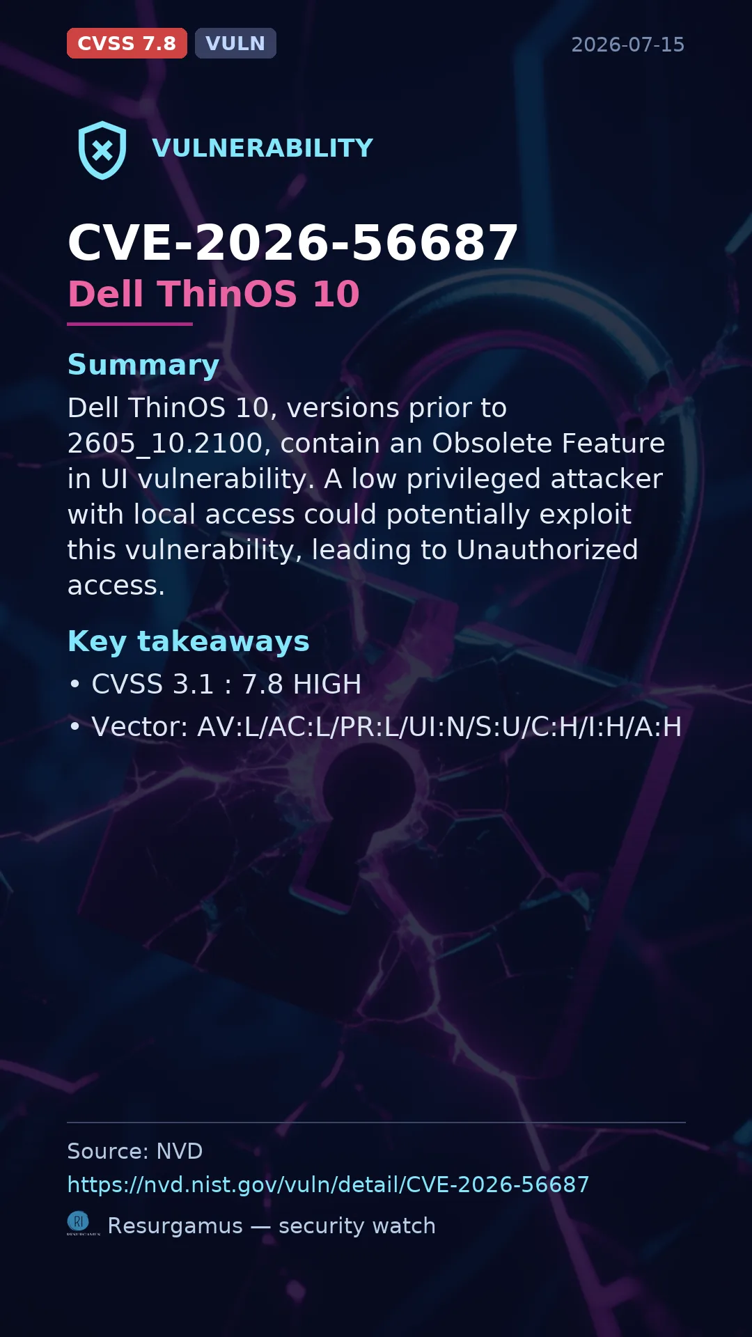 CVE-2026-56687 Dell ThinOS 10 Vulnerability