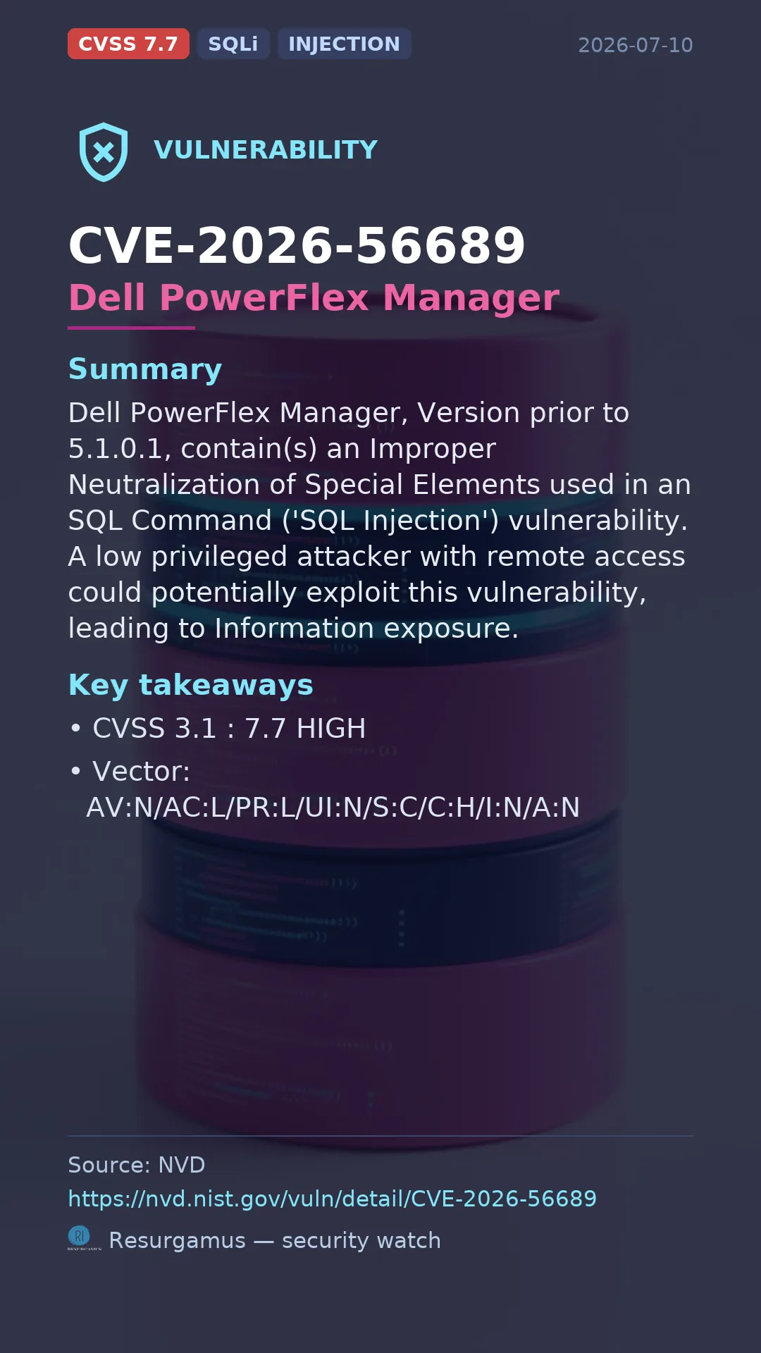 CVE-2026-56689 Dell PowerFlex Manager Vulnerability