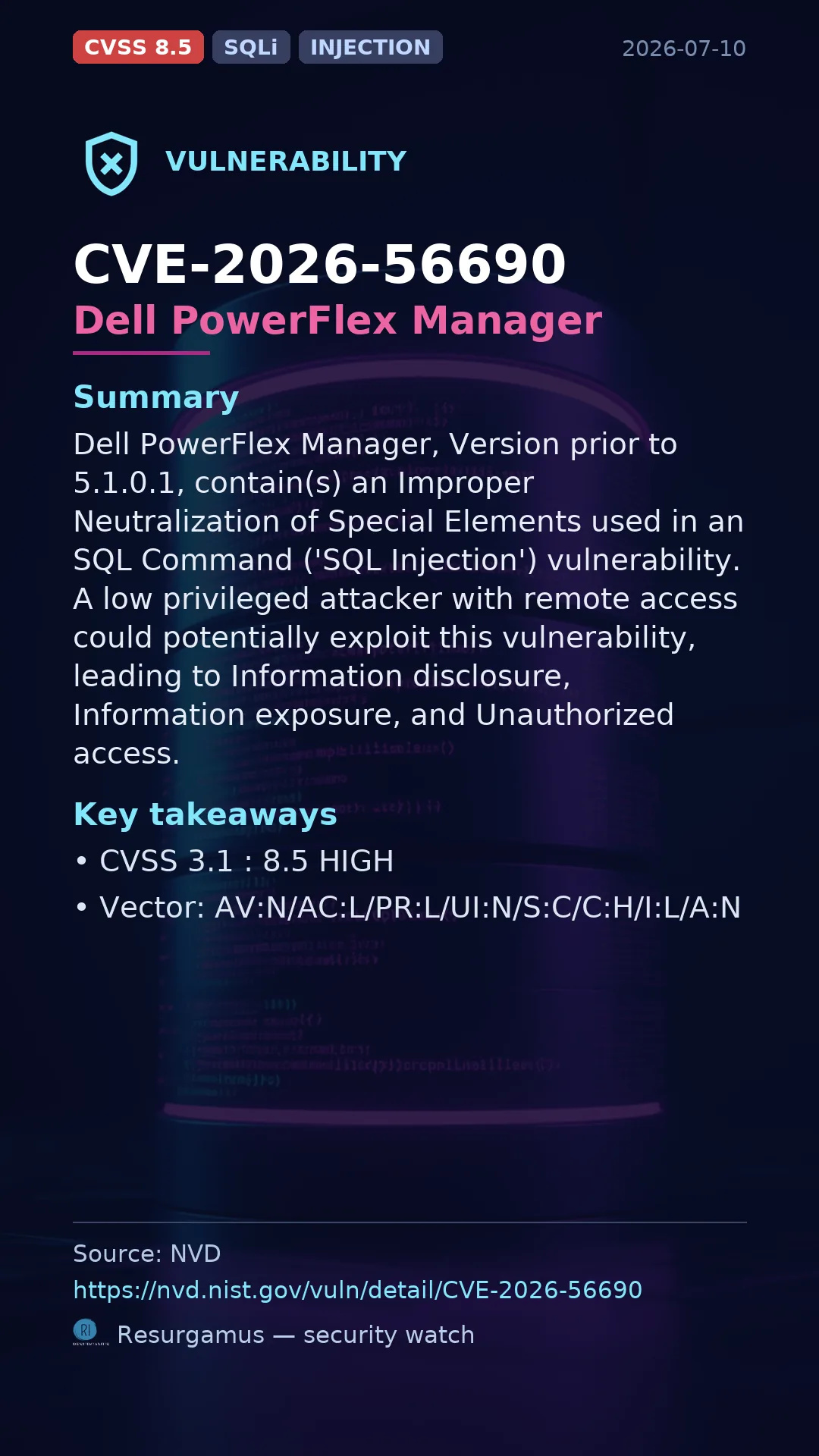 CVE-2026-56690 Dell PowerFlex Manager Vulnerability