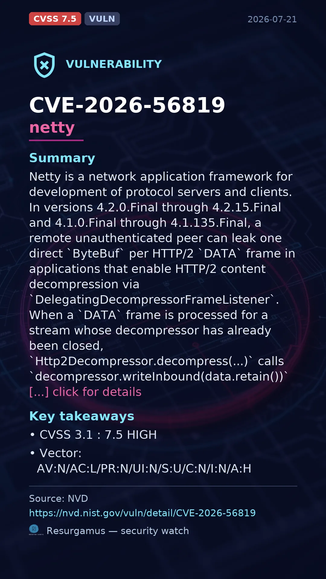 CVE-2026-56819 netty Vulnerability