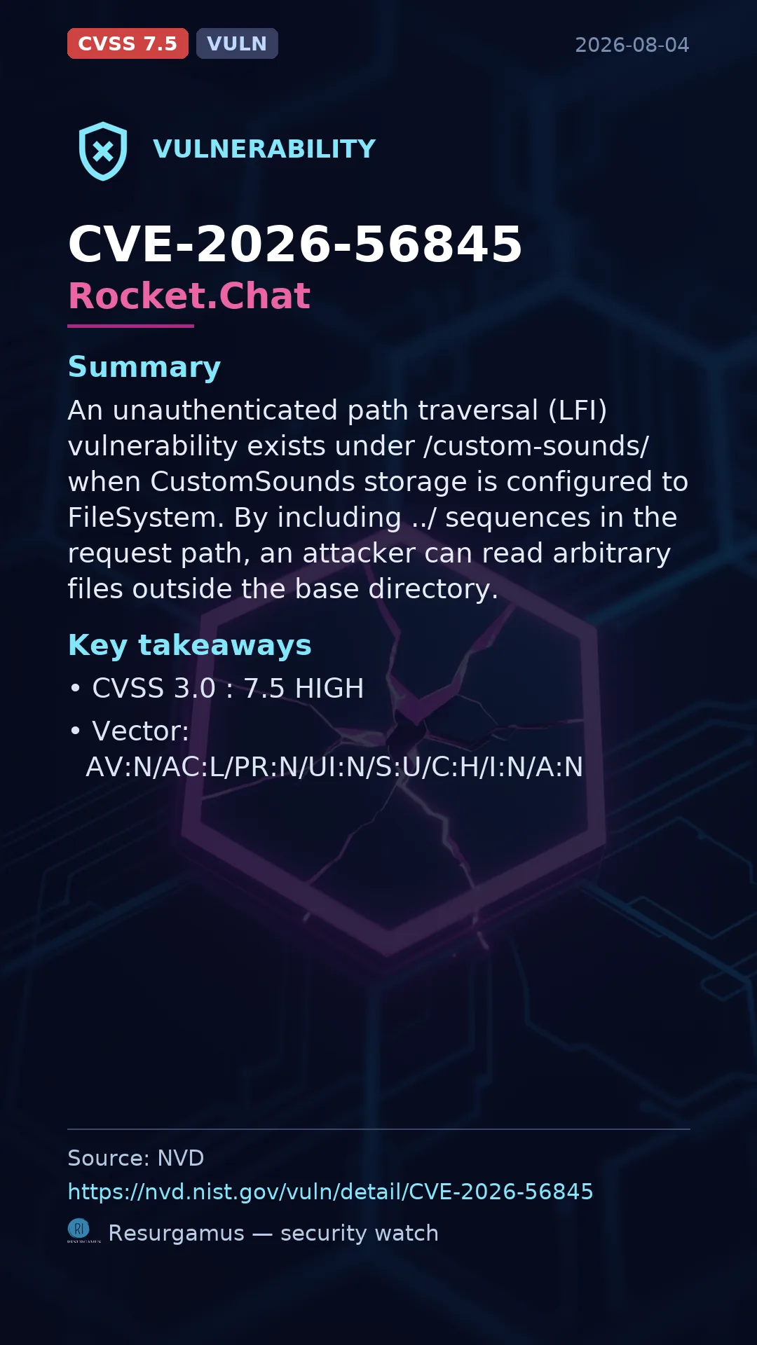 CVE-2026-56845 Rocket.Chat Vulnerability