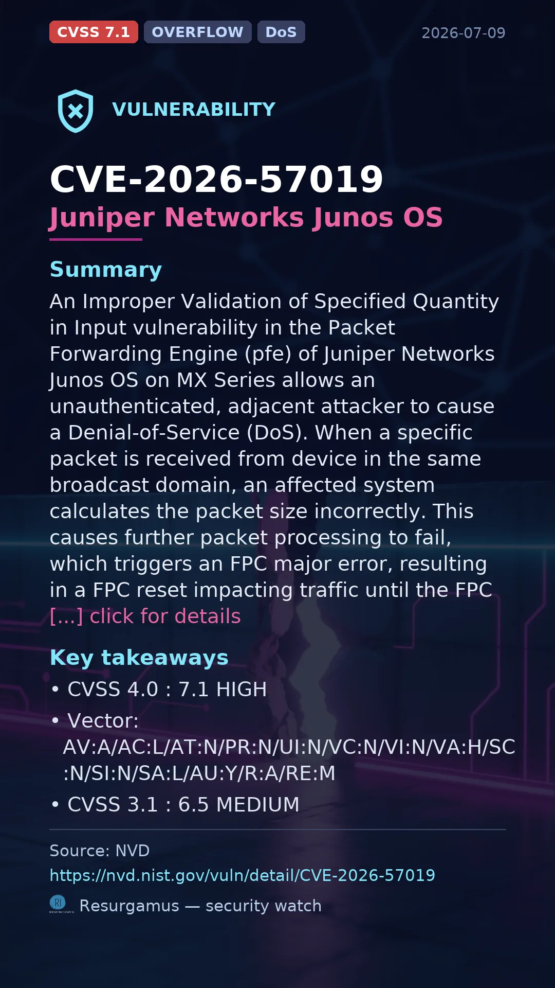 CVE-2026-57019 Juniper Networks Junos OS Vulnerability