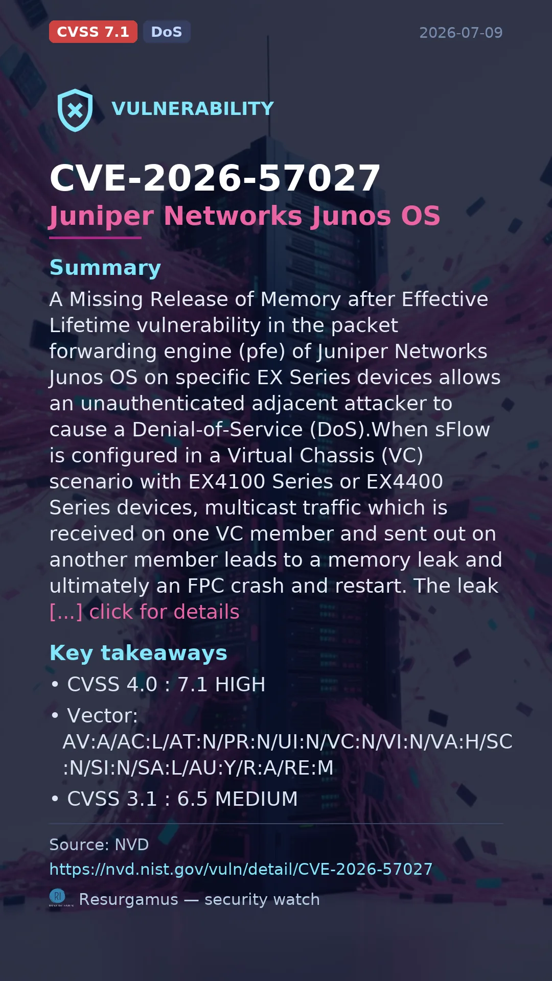 CVE-2026-57027 Juniper Networks Junos OS Vulnerability