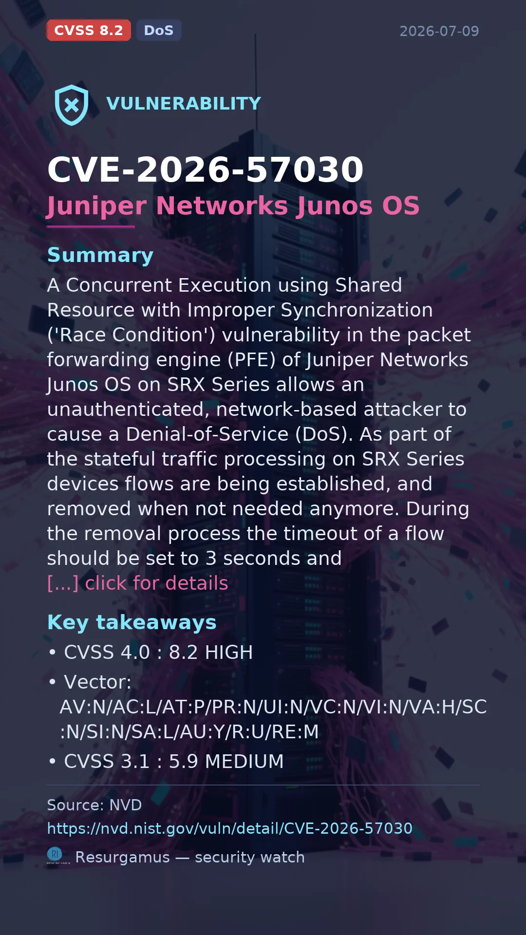 CVE-2026-57030 Juniper Networks Junos OS Vulnerability