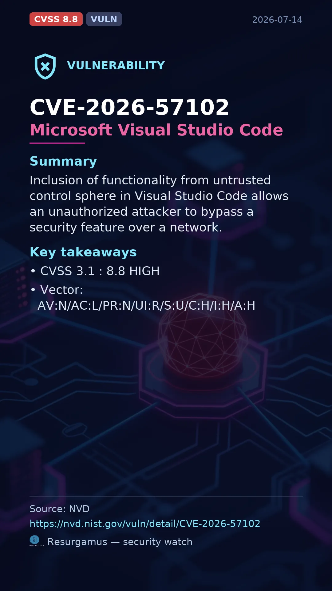 CVE-2026-57102 Microsoft Visual Studio Code Vulnerability