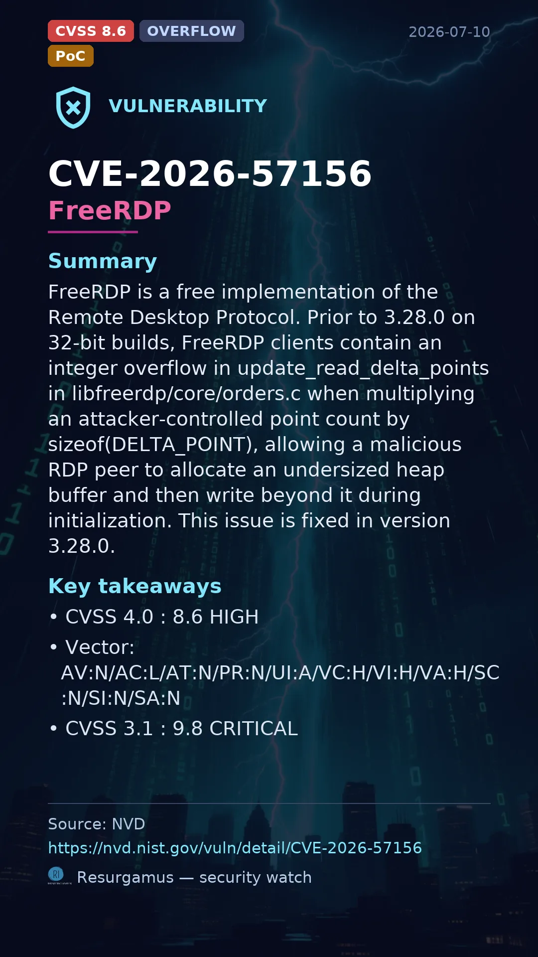 CVE-2026-57156 FreeRDP Vulnerability