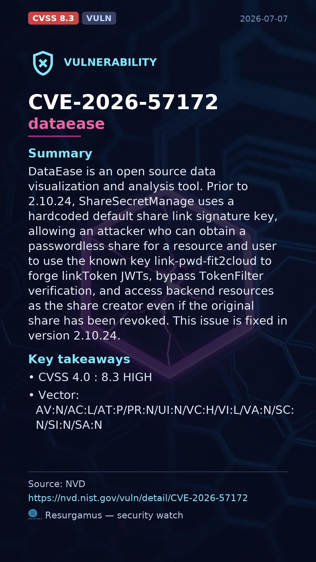 CVE-2026-57172 dataease Vulnerability