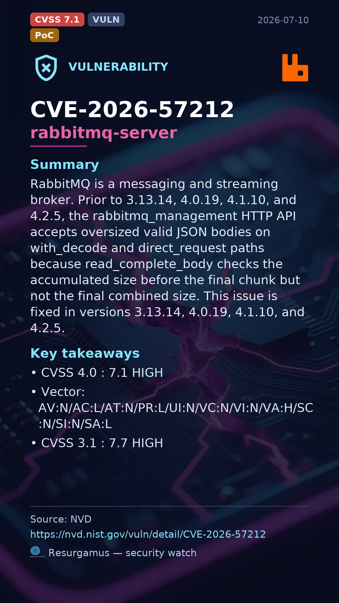 CVE-2026-57212 rabbitmq-server Vulnerability