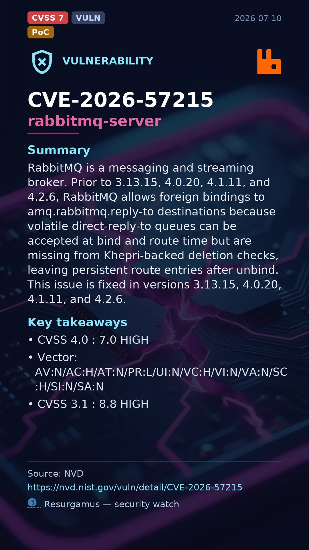 CVE-2026-57215 rabbitmq-server Vulnerability