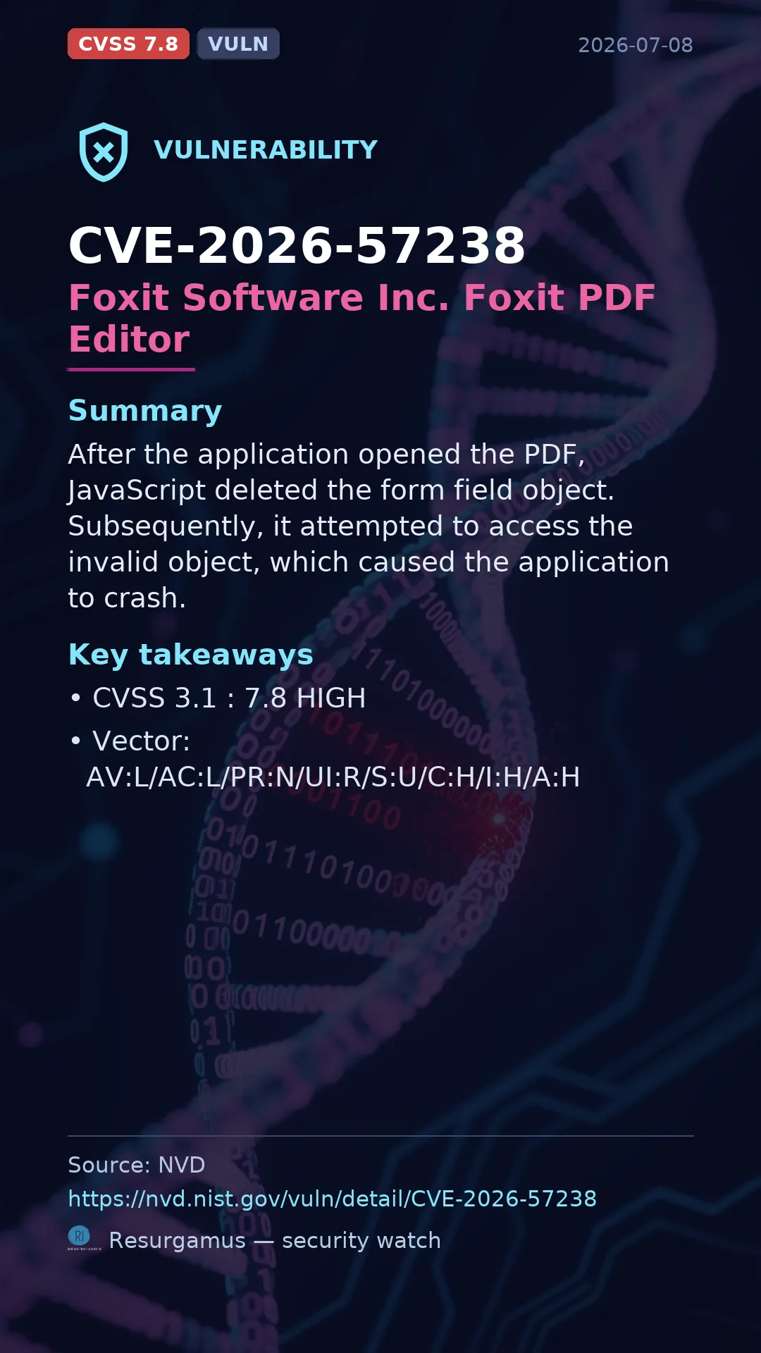 CVE-2026-57238 Foxit Software Inc. Foxit PDF Editor Vulnerability