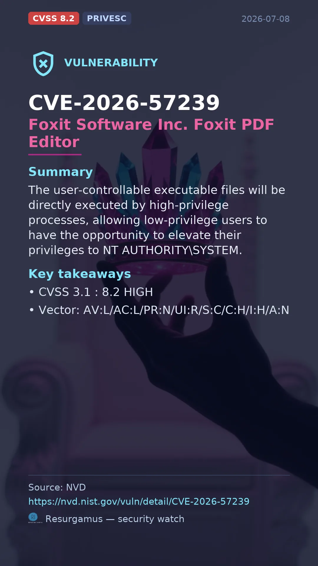 CVE-2026-57239 Foxit Software Inc. Foxit PDF Editor Vulnerability