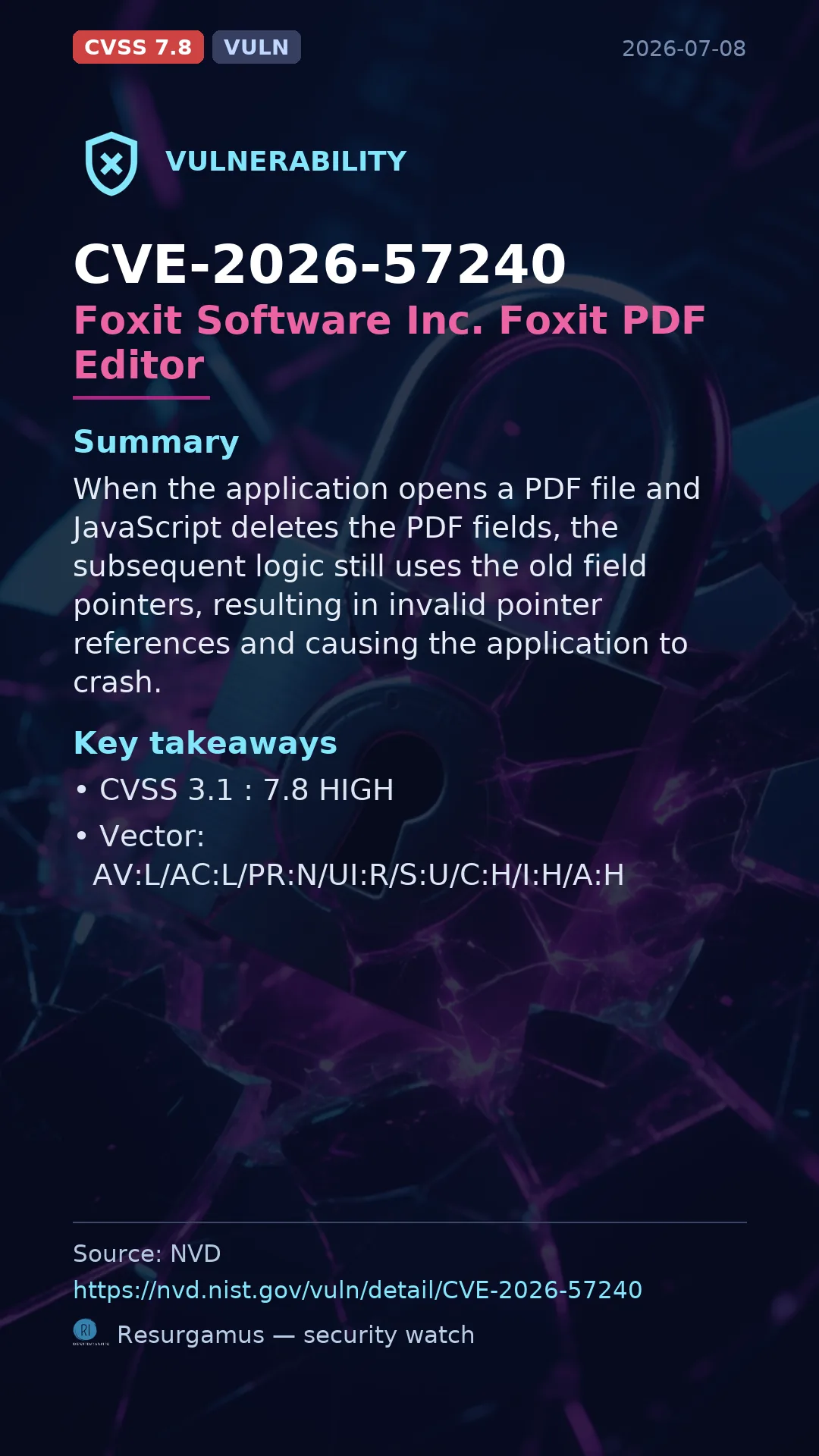 CVE-2026-57240 Foxit Software Inc. Foxit PDF Editor Vulnerability
