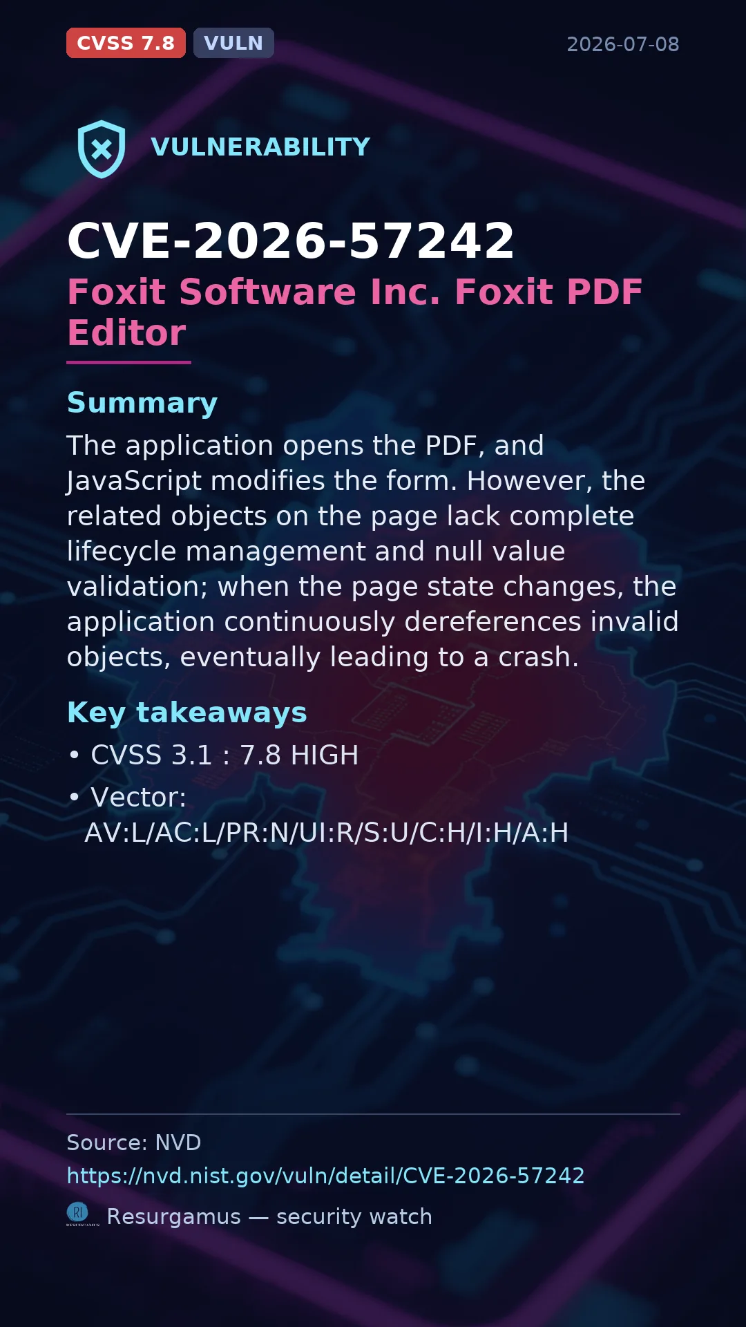 CVE-2026-57242 Foxit Software Inc. Foxit PDF Editor Vulnerability