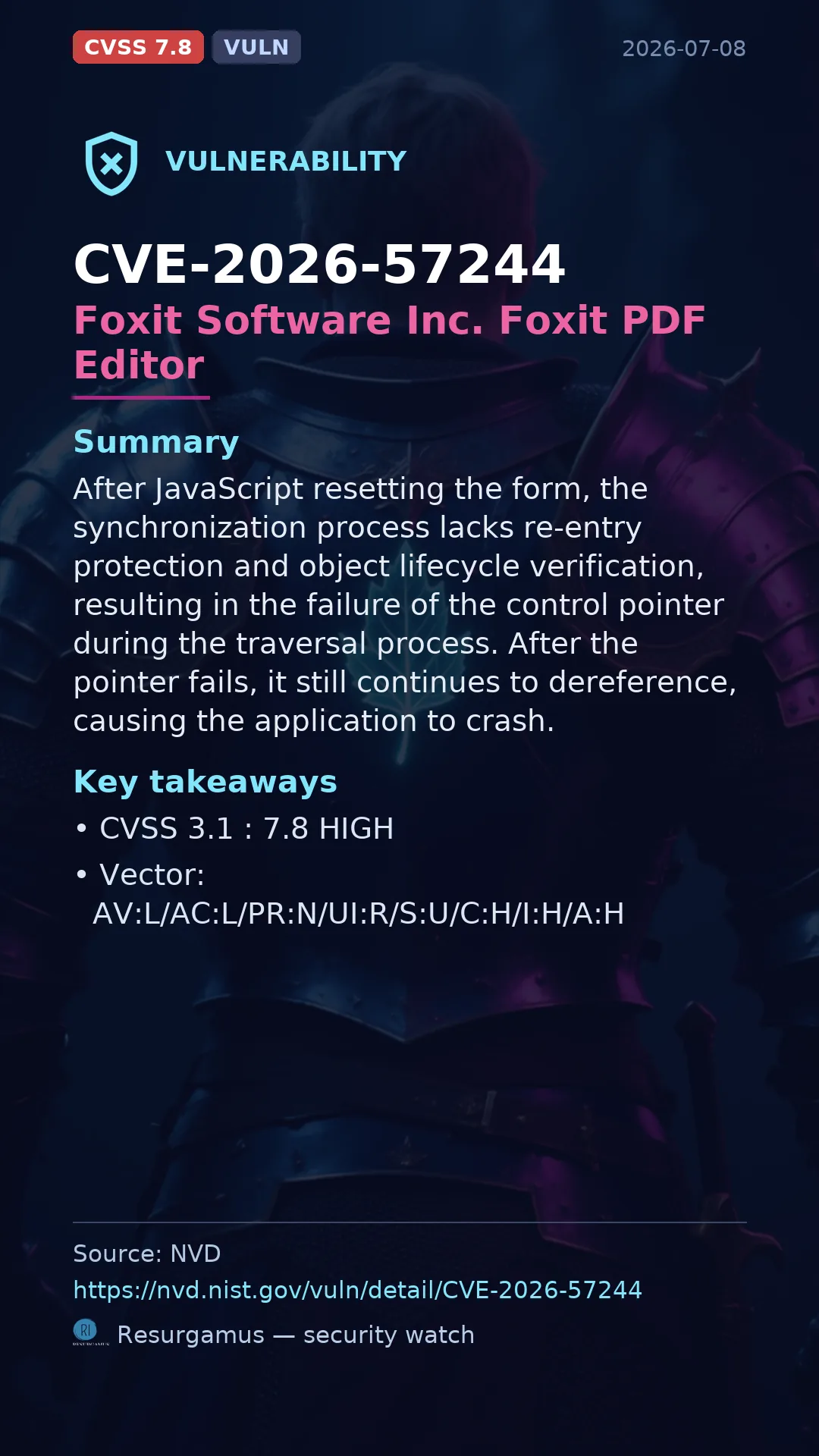 CVE-2026-57244 Foxit Software Inc. Foxit PDF Editor Vulnerability