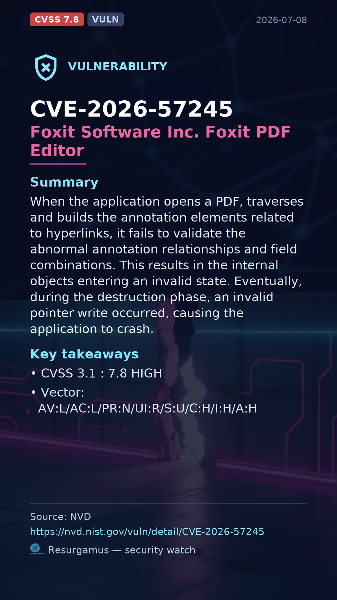 CVE-2026-57245 Foxit Software Inc. Foxit PDF Editor Vulnerability